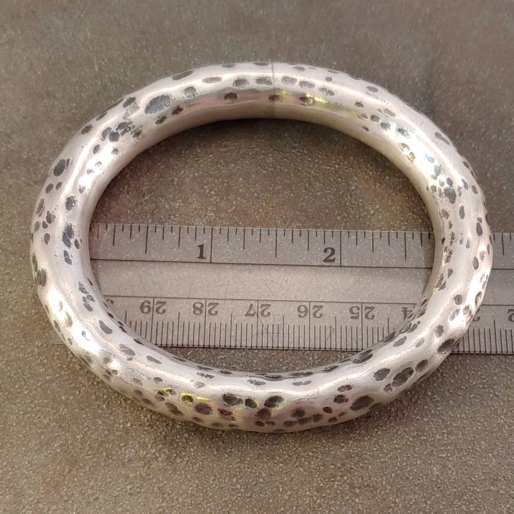 Sterling Organic Hammered Bangle Bracelet No.2 - Picture 6 of 7